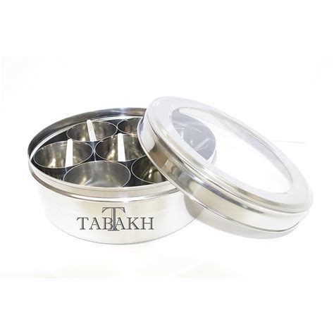 Tabakh Stainless Steel Masala Dabba Spice Container Box with 